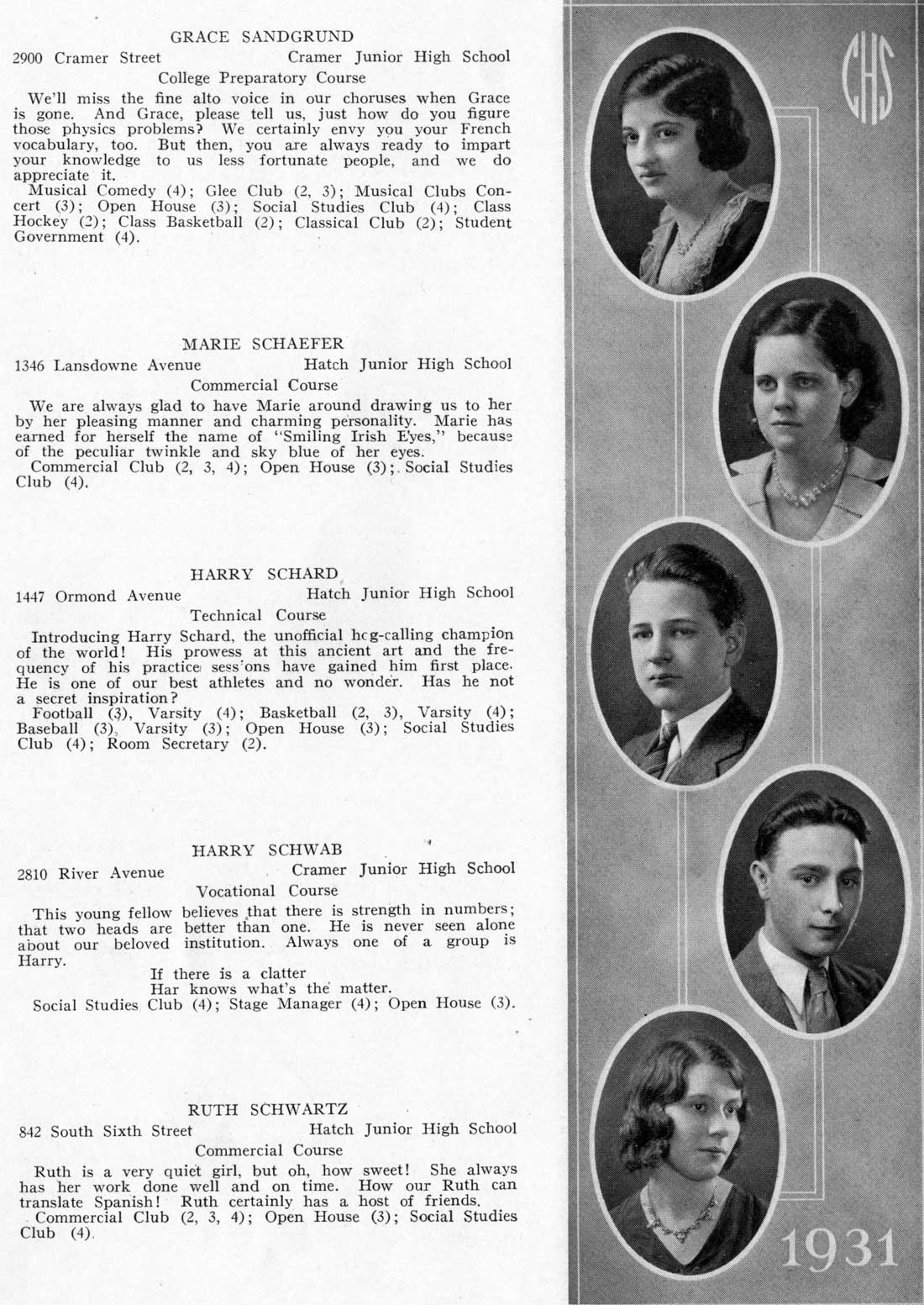 Camden High School June 1931 class portraits page 41