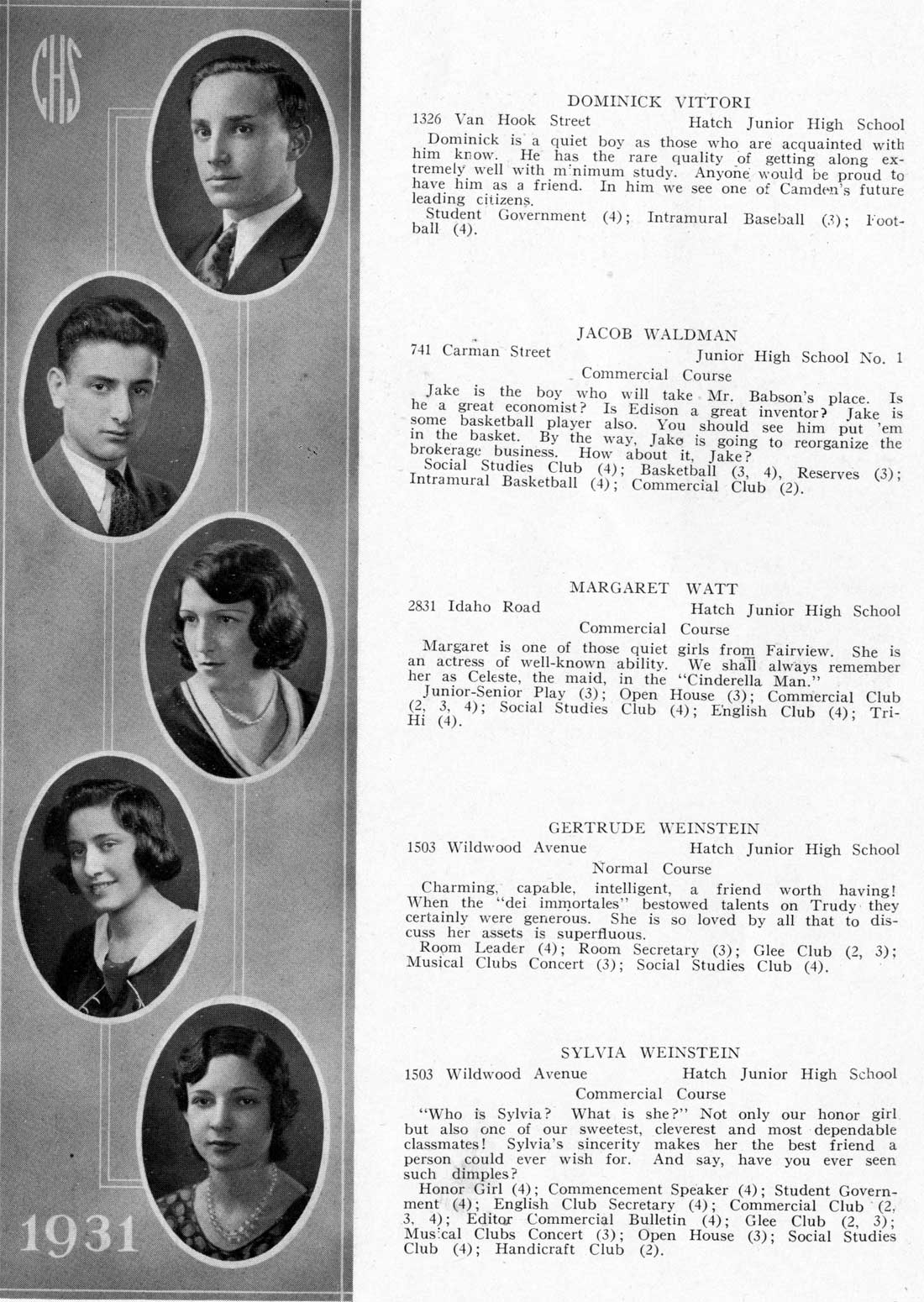 Camden High School June 1931 class portraits page 46