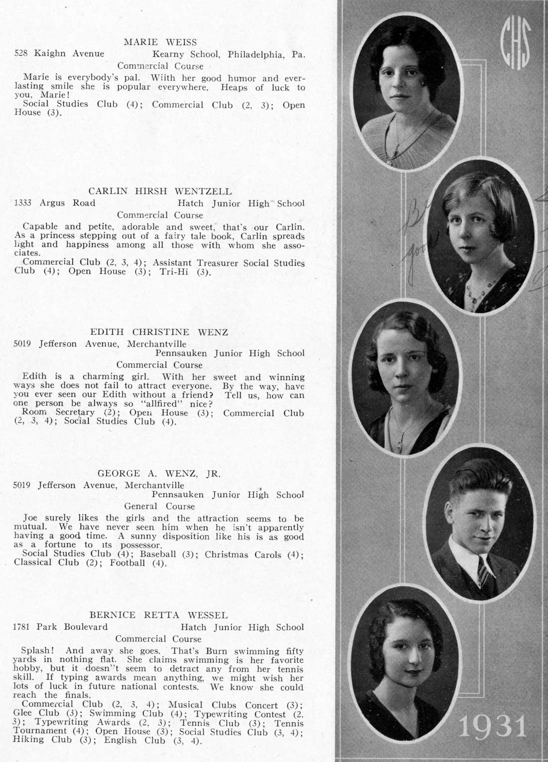 Camden High School June 1931 class portraits page 47