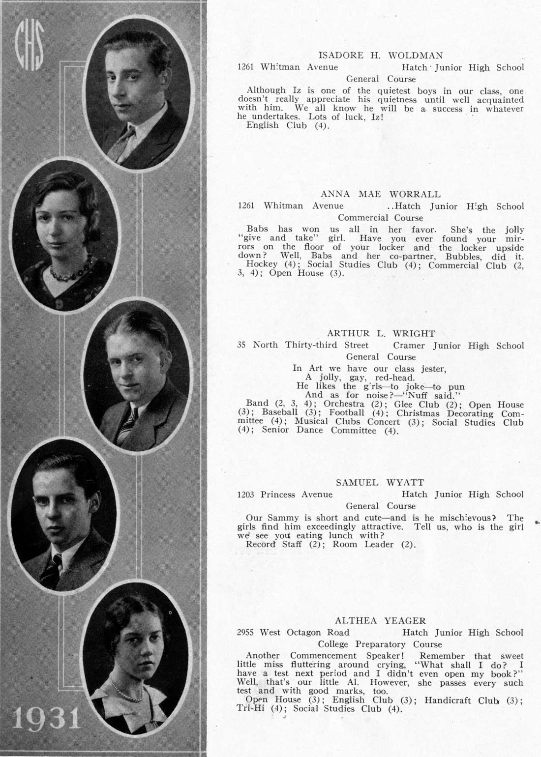 Camden High School June 1931 class portraits page 48