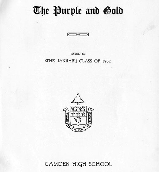Camden High School yearbook title page
