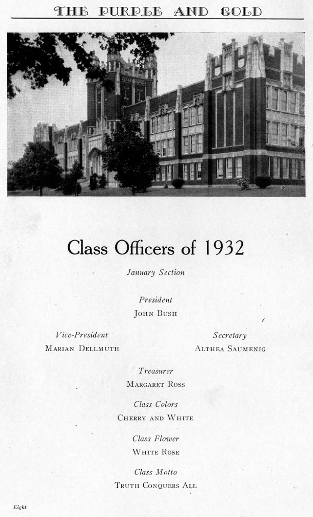Camden High School 1932 yearbook page 8, class officers