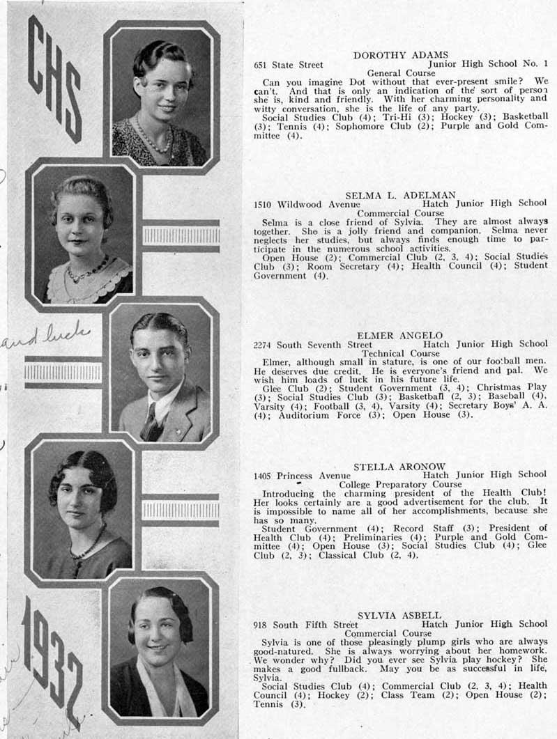 Student portraits: Stella Aronow, Sylvia Asbell