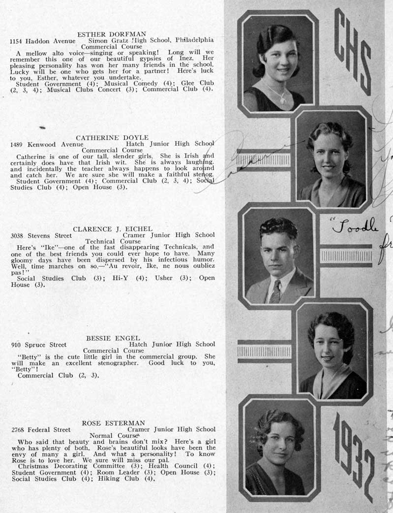 Student portraits: Beatrice Cohen, Edward G. Condit, Maude A. Crane