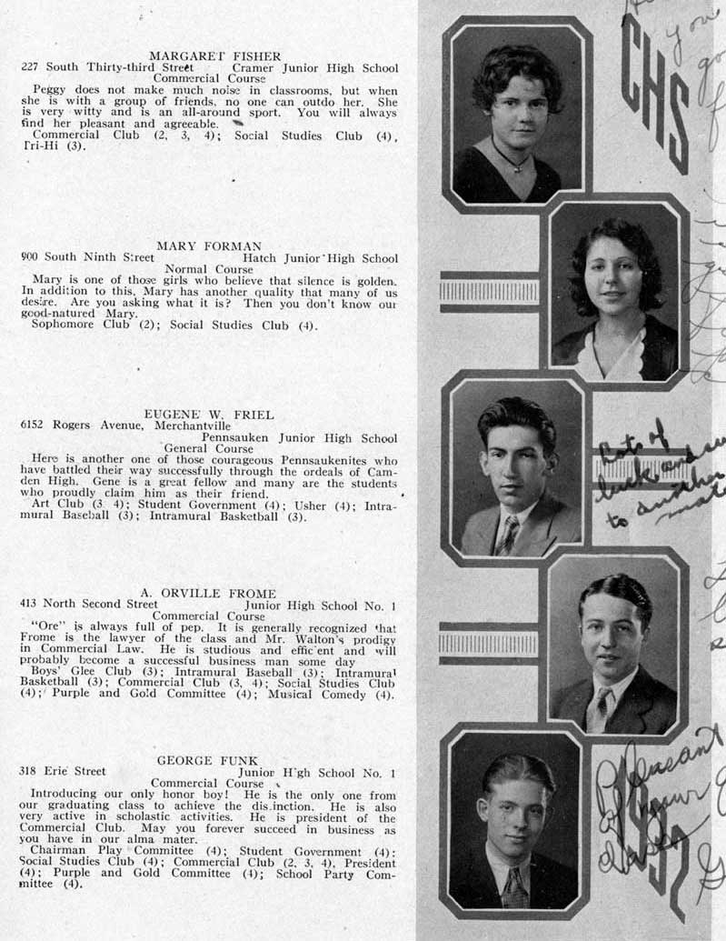 Student portraits: George H. Davis, Marian Dellmuth, Geraldine Denison