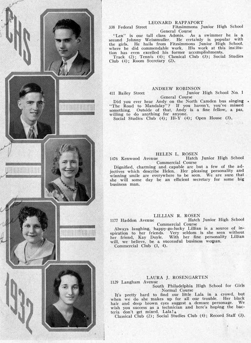Student portraits: Samuel A. Hollander, Margaret M. Hollwarth