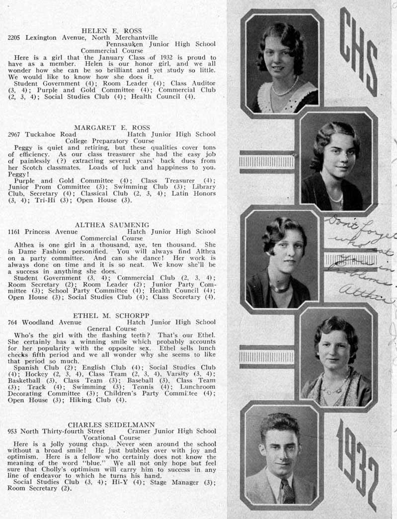Student portraits: Irma Huff, John F. Hunter, Virginia L. Ingling