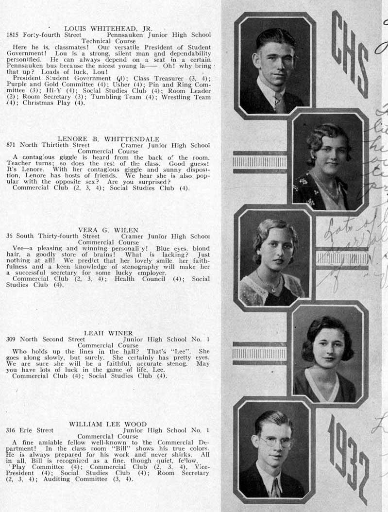 Student portraits: P. Audrey Leitch, Nathan Lightman, Frieda Lippman