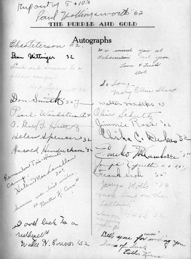 January Class of 1933 list, page 1
