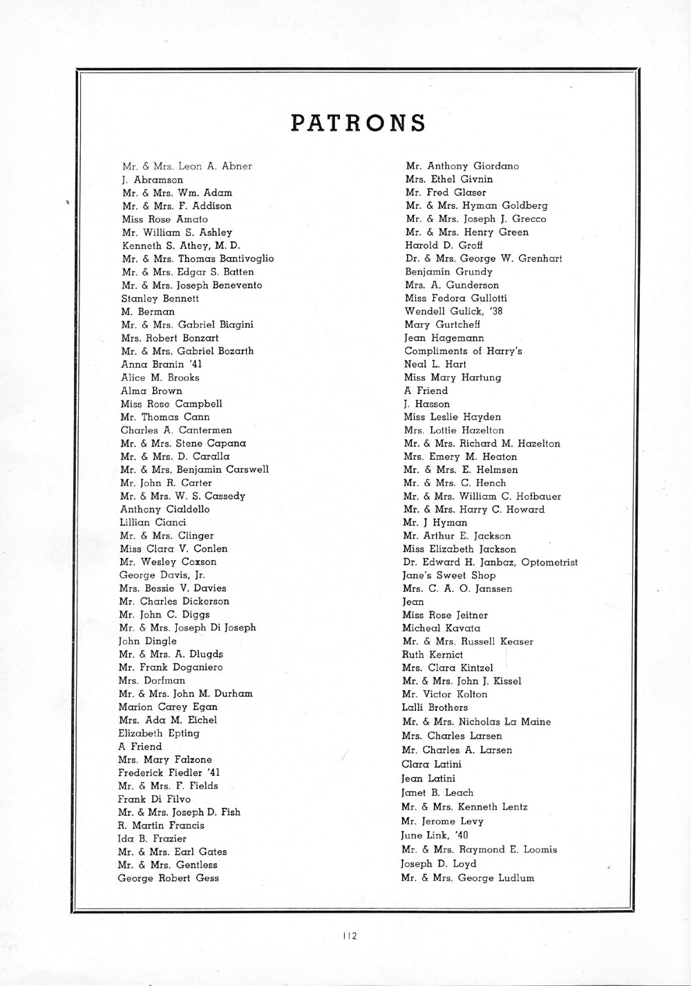 Page 112 — patron list