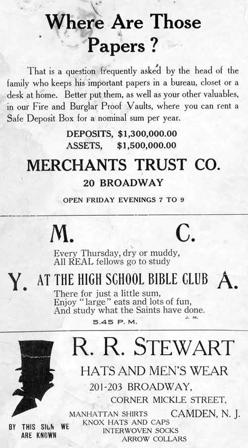 Advertisement page 100 from the 1919 Camden High School yearbook
