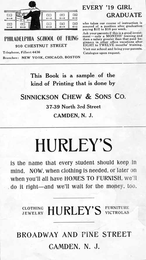 Advertisement page 103 from the 1919 Camden High School yearbook