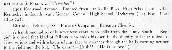 Reginald S. Rilling, Class of 1919