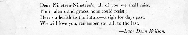 Lucy Dean Wilson page from the 1919 yearbook