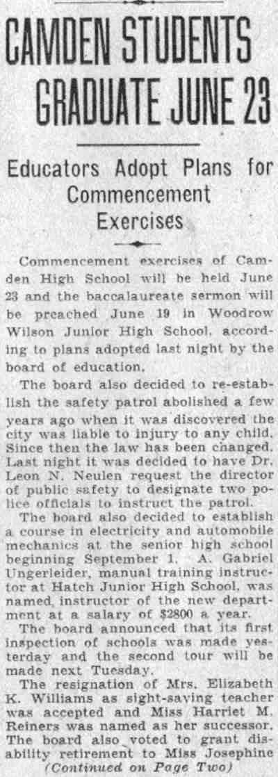 Camden High School board of education meeting, June 1932