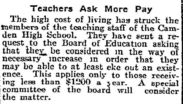 Teachers Ask More Pay - Philadelphia Inquirer, January 31, 1917
