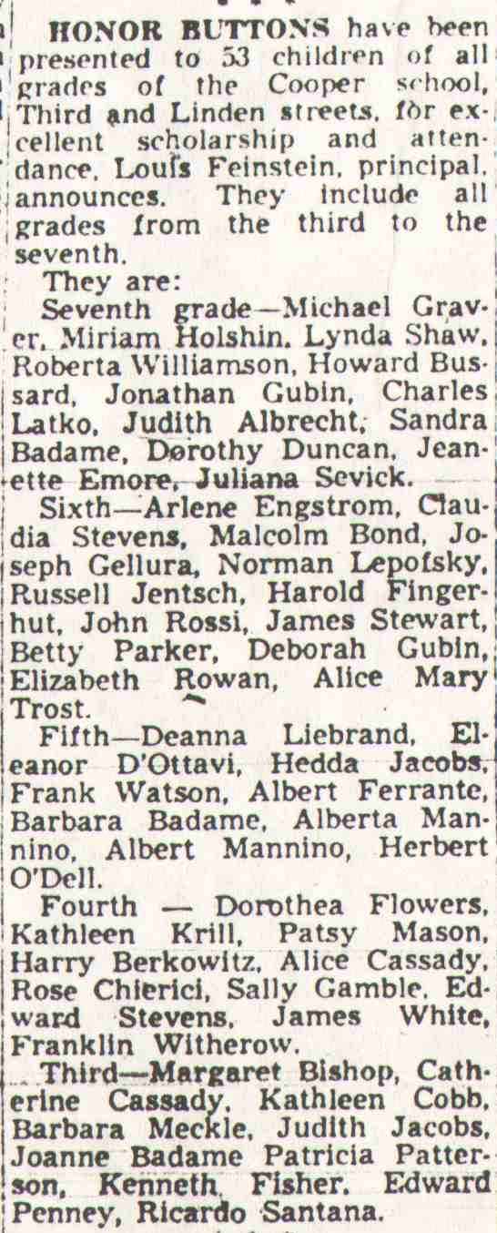 Camden Courier-Post, April 15, 1950 — Honor Buttons article, part 1