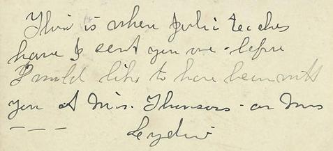 Handwritten message on back of Garfield School postcard