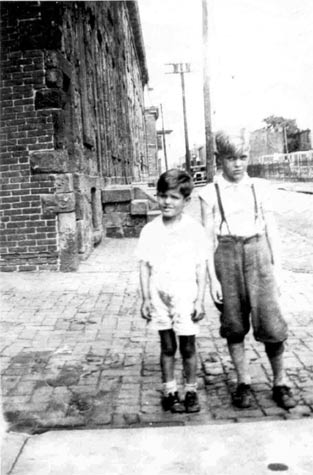 Gene Edwards (left) and Jim Bessing Sr., looking east from 2nd Street on Grant Street, June 23, 1939