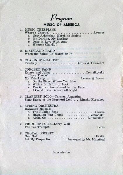 Hatch Junior High School Spring Concert, April 26, 1962