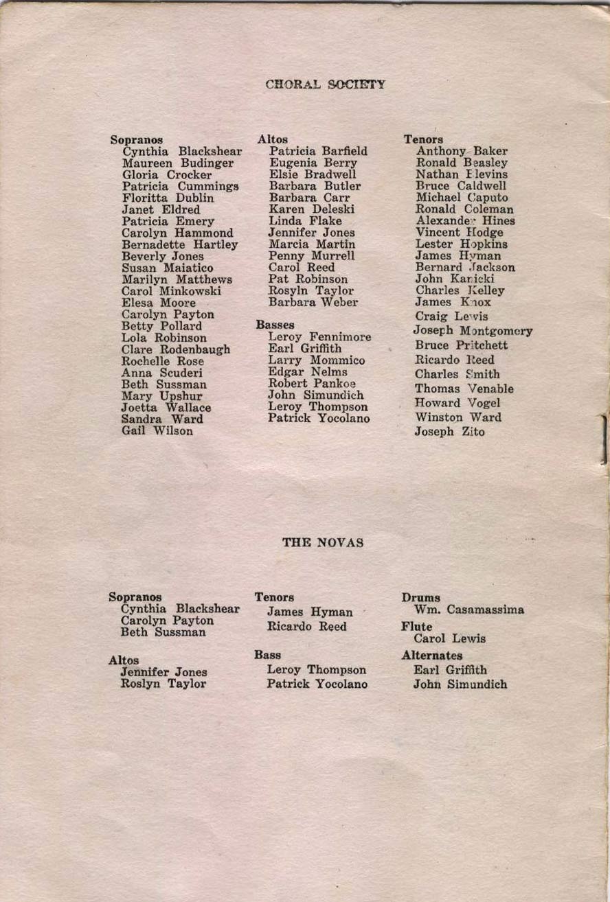 Hatch Junior High School Spring Concert, April 26, 1962