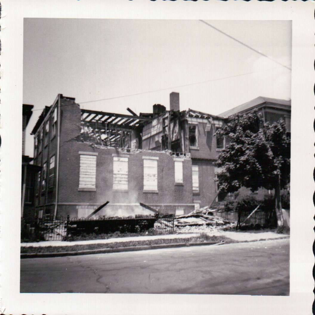 James A. Garfield School after the fire, during demolition