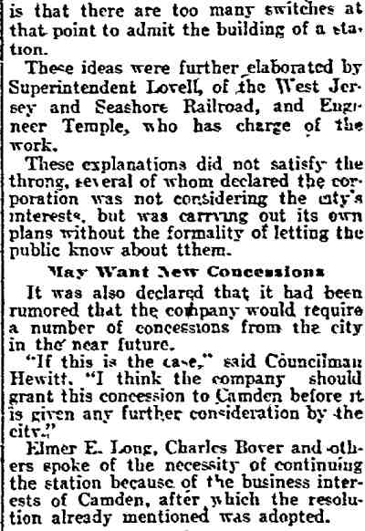 Philadelphia Inquirer article about Haddon Avenue Station, June 14, 1907, part 4