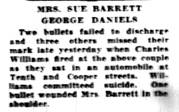 Mrs. Sue Barrett and George Daniels — photo caption