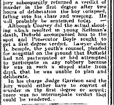Philadelphia Inquirer, November 15, 1912 — Kellman murder trial coverage (continued)