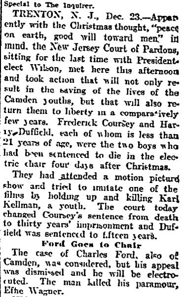 Philadelphia Inquirer, December 24, 1912 — Kellman murder sentencing (continued)