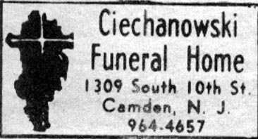 Ciechanowski Funeral Home advertisement, November 1976