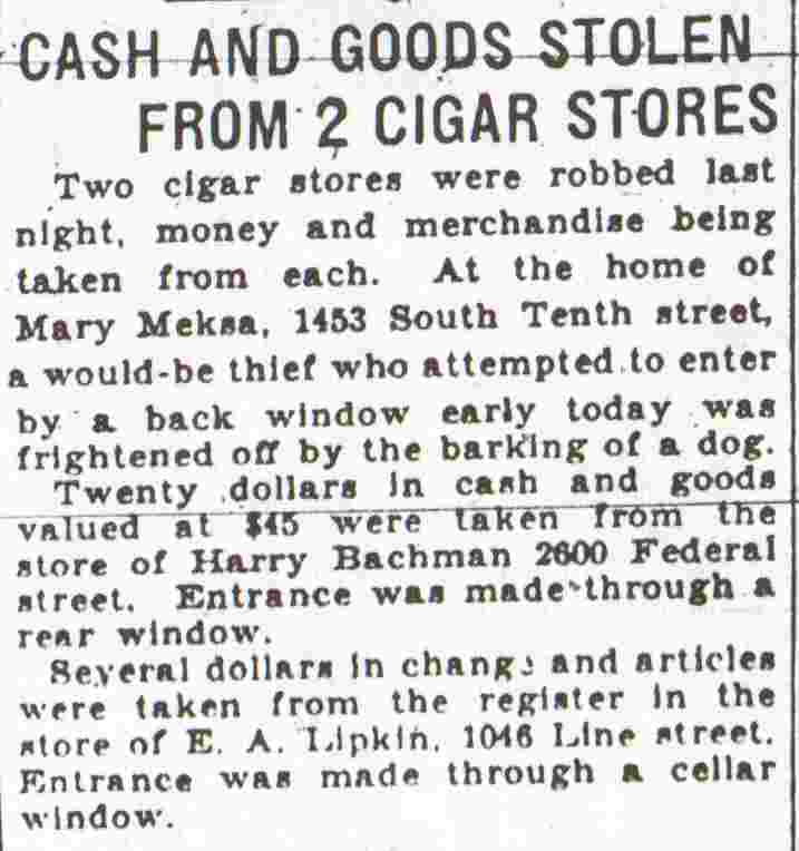 1046 Line Street — E.A. Lipkin, Camden Courier-Post, May 6, 1930