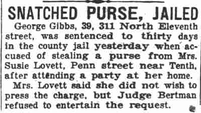 Camden Courier-Post, March 22, 1938 — Snatched Purse, Jailed