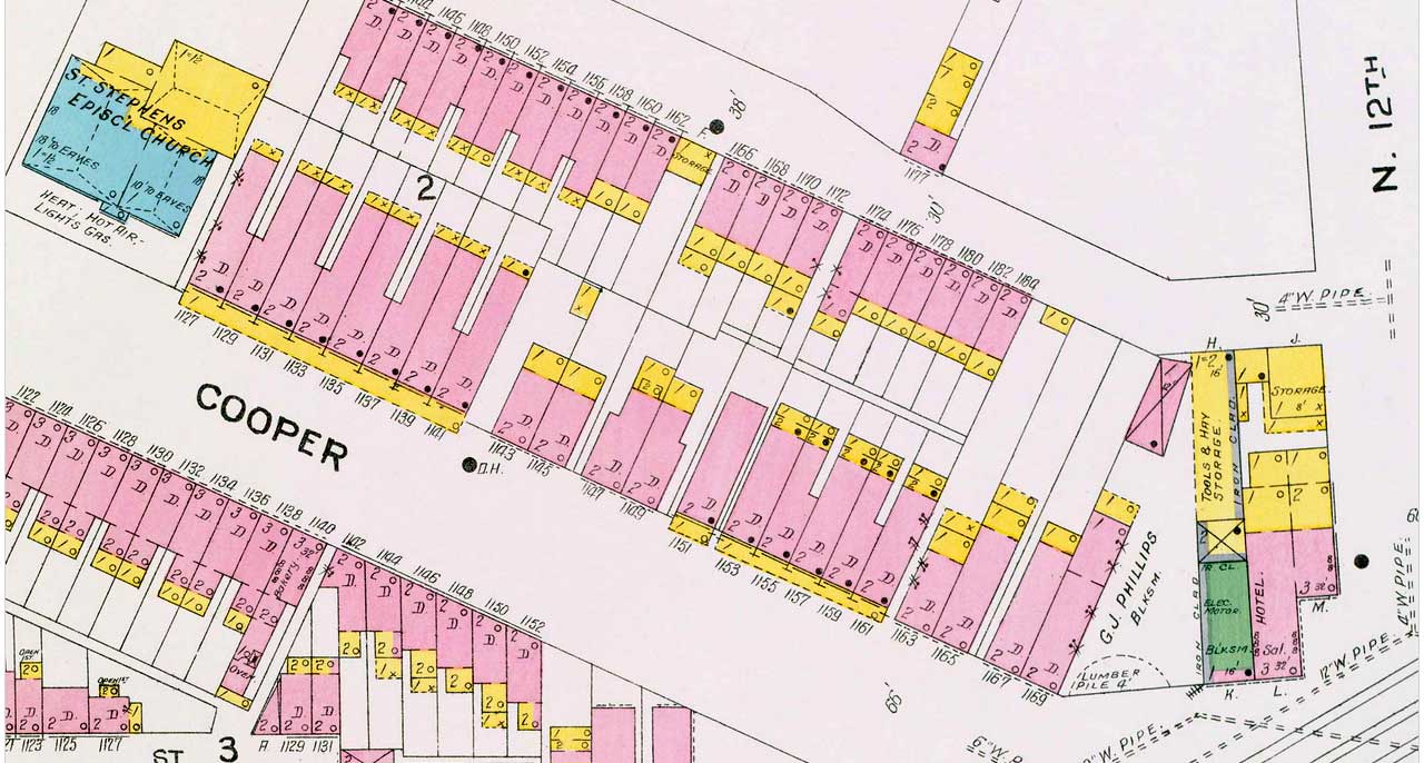 Sanborn fire insurance map, North 12th Street, 1906