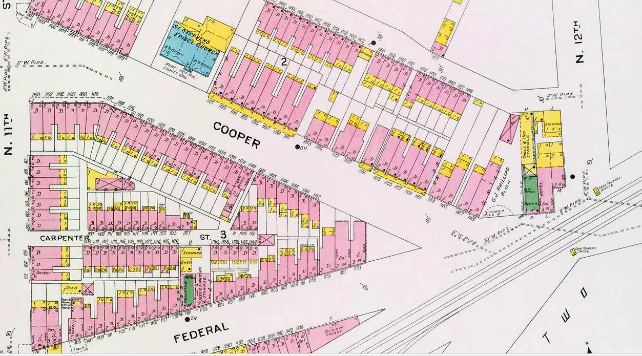 Sanborn fire insurance map, North 12th Street, 1906