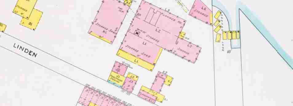 Sanborn fire insurance map, 1906 — boathouses on North 12th Street at the Cooper River, carrying addresses 500, 502, 504, and 506