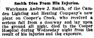 Smith Dies From His Injuries — Philadelphia The Times, January 7, 1898