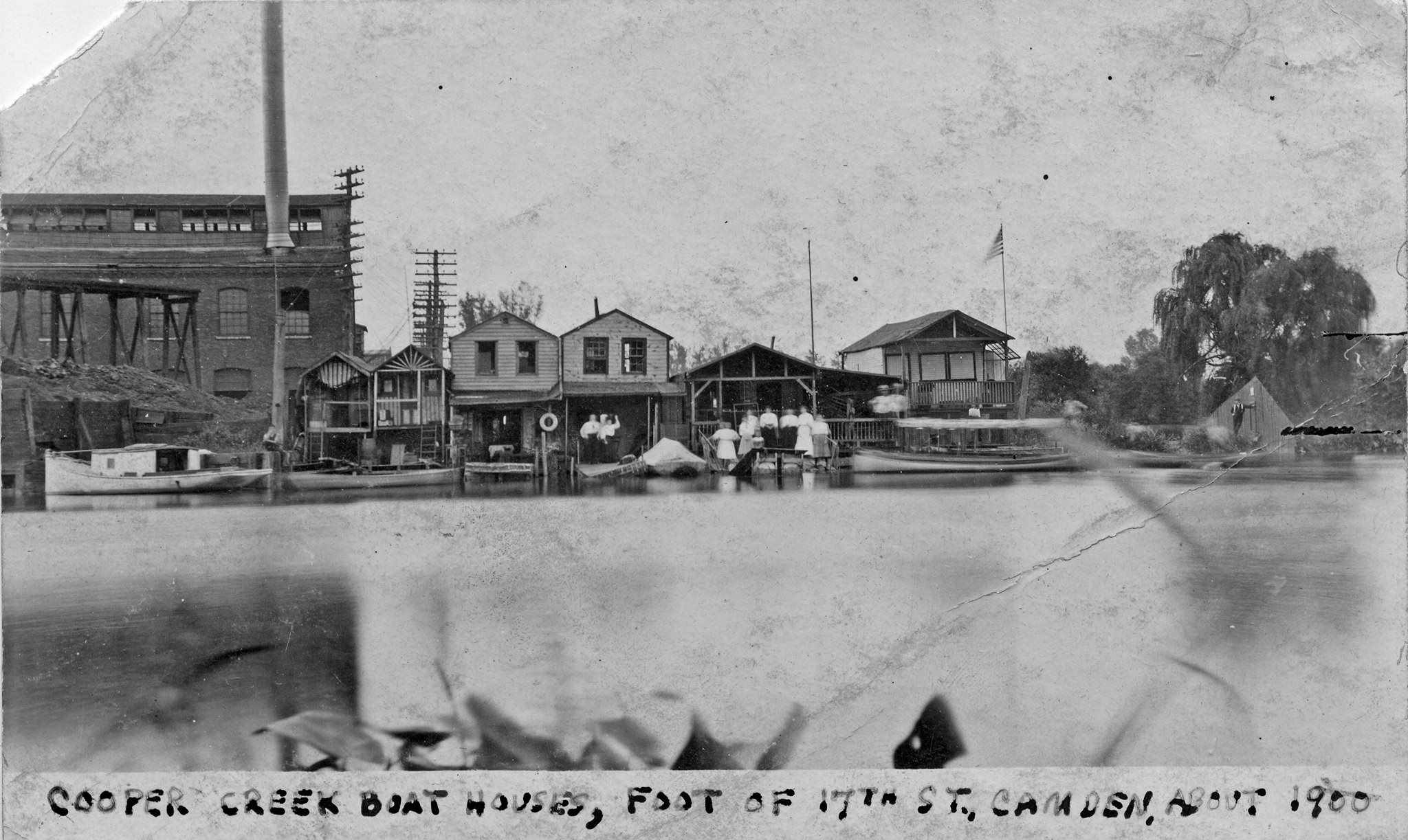 Cooper Creek Boat Houses, Foot of 17th Street, about 1900