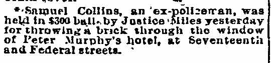 Samuel Collins item — Philadelphia Inquirer, February 11, 1894
