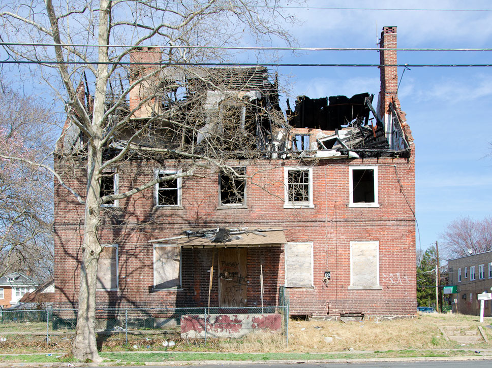 1102-1104 North 22nd Street, photo taken March 14, 2012, showing fire damage from the 2008 fire