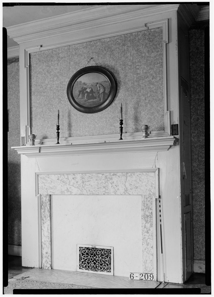 The Samuel Cooper House, interior mantel and fireplace (HABS negative 6-209)