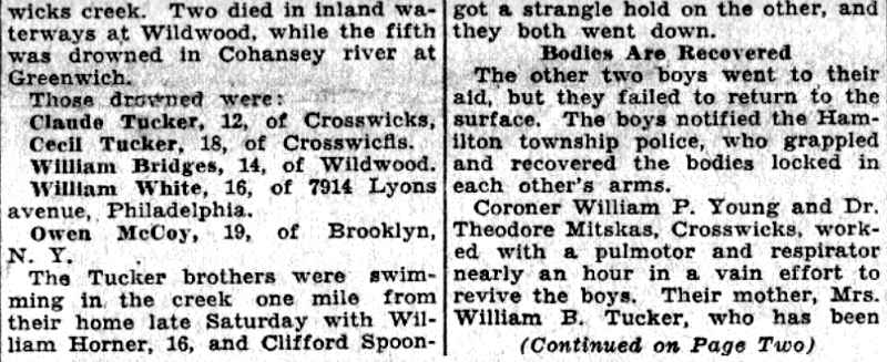 Camden Courier-Post drowning article — page 2
