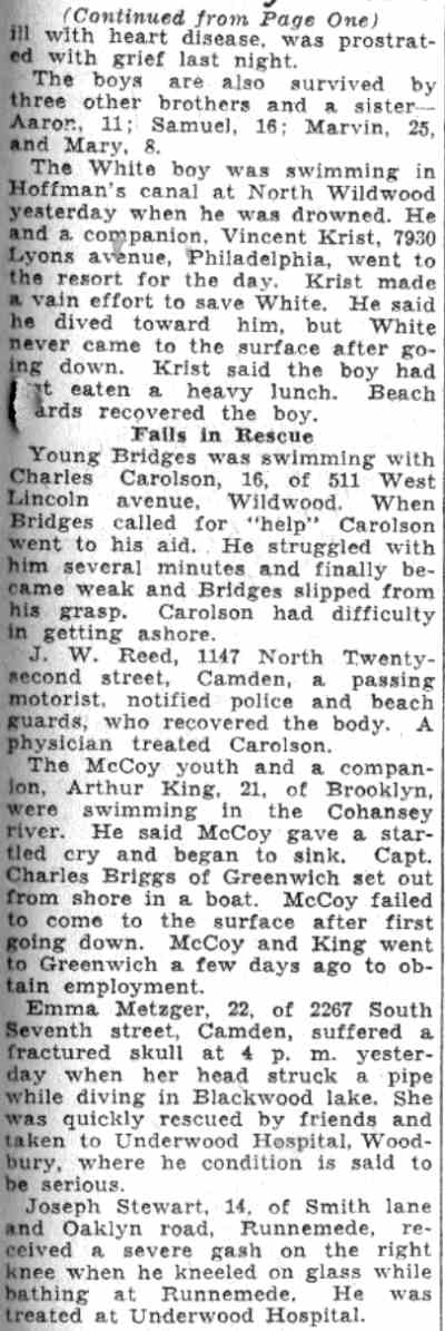 Camden Courier-Post drowning article — page 3