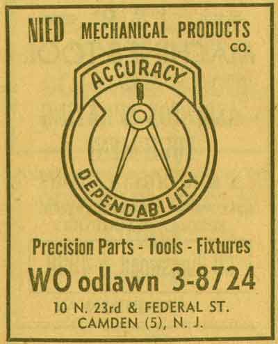 Nied Mechanical Products Co. advertisement, 10 North 23rd & Federal Street, 1955 New Jersey Bell Yellow Pages