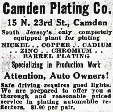 Camden Plating Co. advertisement, 15 North 23rd Street, Camden Courier-Post October 21, 1936