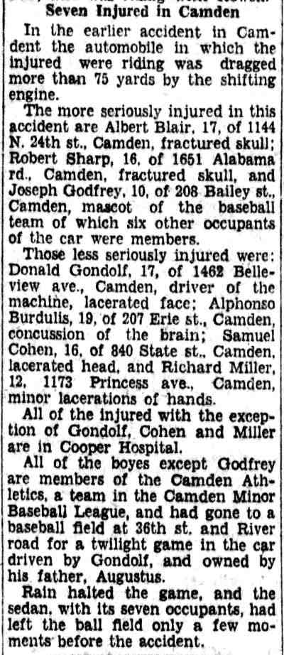 Seven Injured in Camden — Blair family accident, August 18, 1932