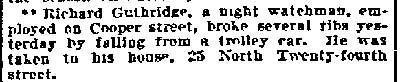 25 North 25th Street, Richard Guthridge and Family, Philadelphia Inquirer, September 22, 1904