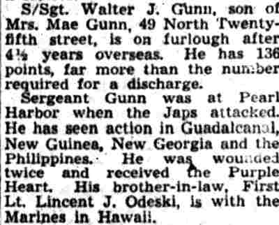 49 North 25th Street, Otha Gunn and Family, Camden Courier-Post, June 5, 1945