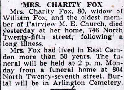 746 North 25th Street, William Fox and Family, Camden Courier-Post, March 4, 1939