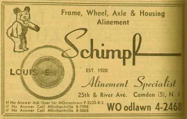 Louis E. Schimpf, Inc., 1011 North 25th Street, 1955 New Jersey Bell Yellow Pages Ad